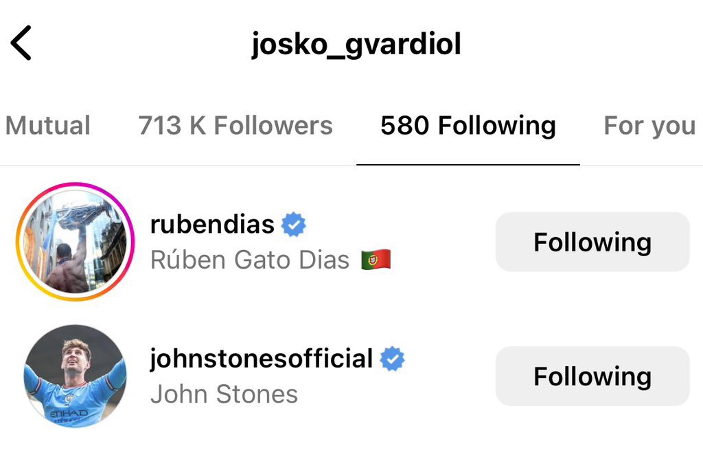 The World Cup sensation started to follow Man City's duo on instagram