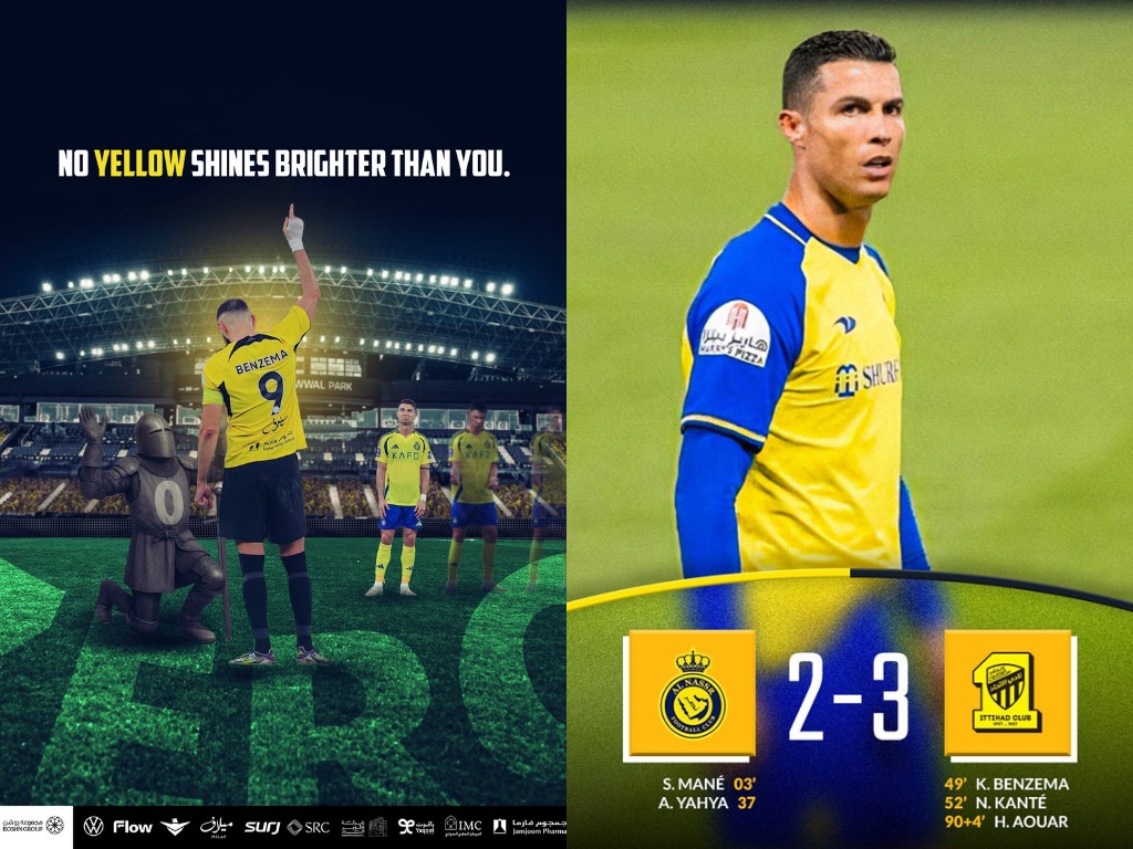 Al Nassr của Ronaldo đang ngụp lặn ở giải quốc nội mùa này, và từng thua chính Al Ittihad của Benzema trước đó