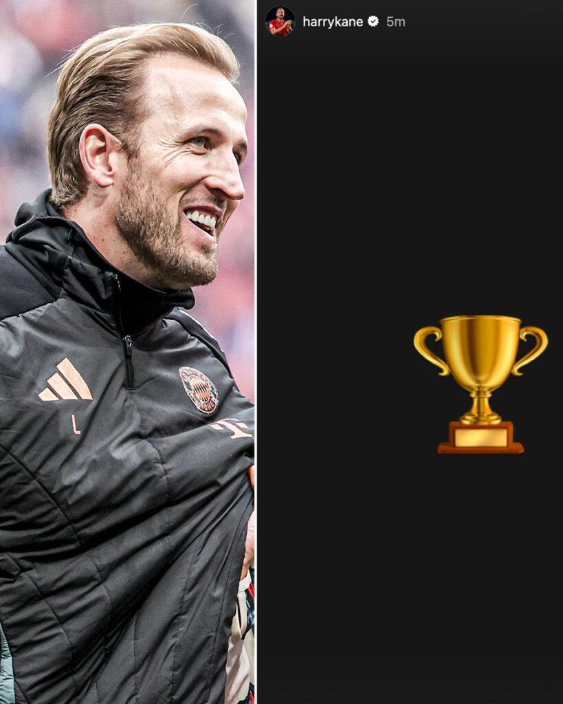 Kane ăn mừng trên MXH sau khi Bayern Munich vô địch