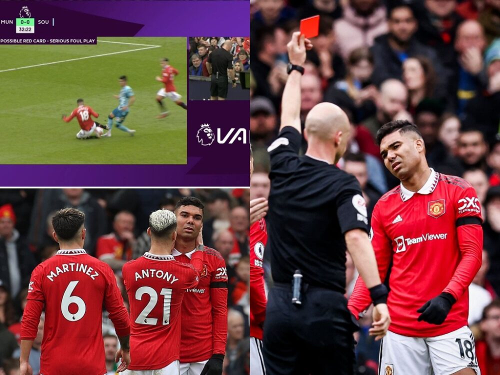 Casemiro straight red card for Man United