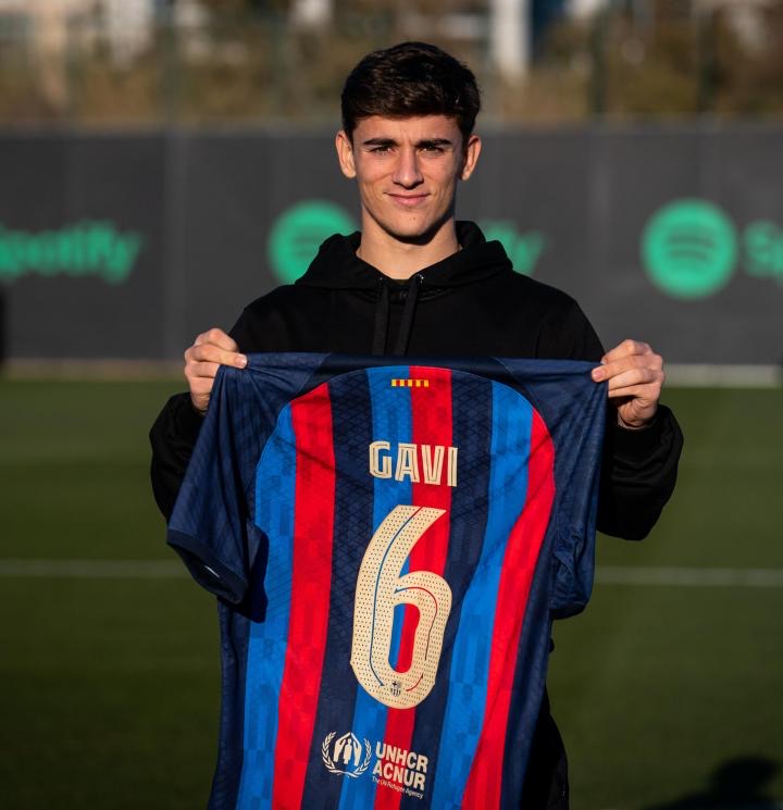 Gavi current number is six at Barca first team