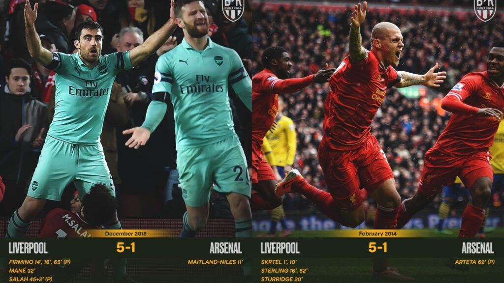 Liverpool beat Arsenaly by 5-1 scoreline twice