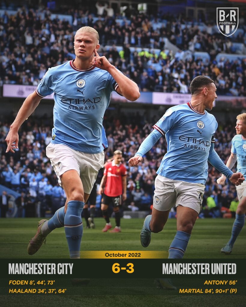 Man City 6-3 Man United 2022