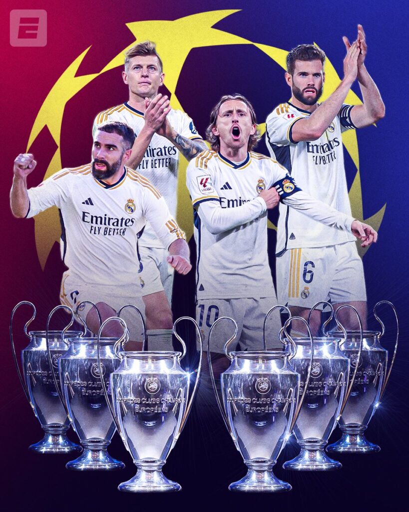 Real Madrid stars equal legend's record of 5 UCL titles