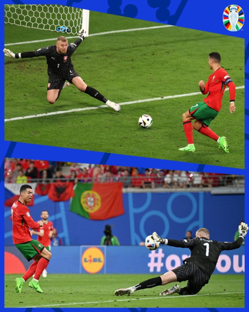 Ronaldo had his chances but denied brilliantly by Czech goalkeeper Stanek