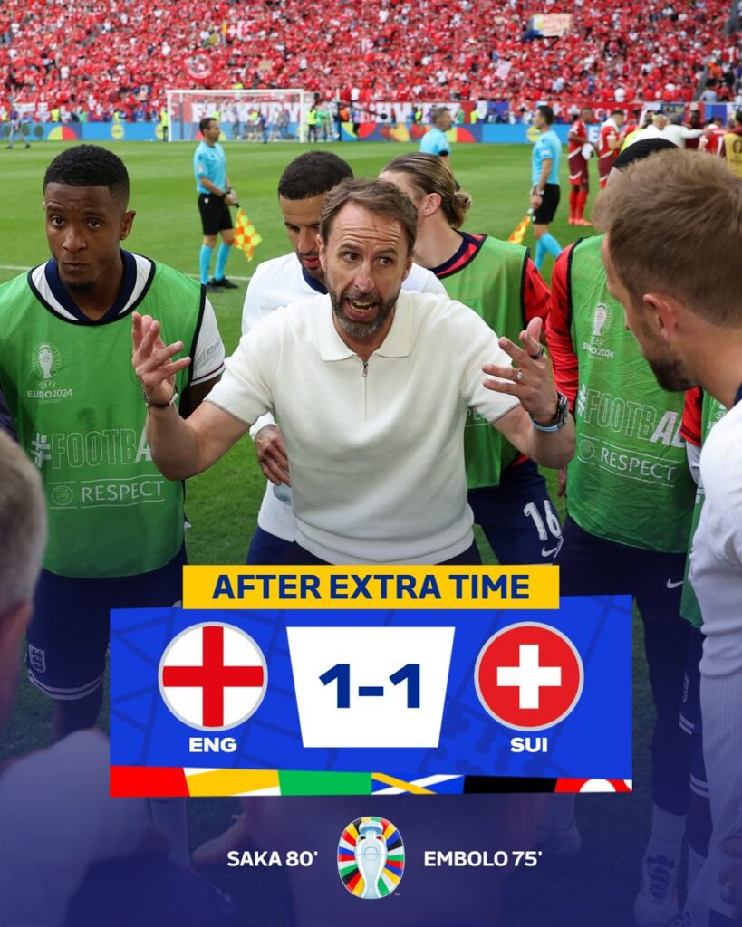 England and Switzerland settled for penalties