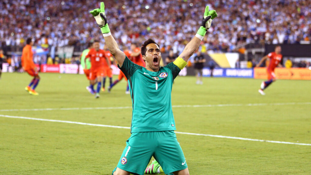 Bravo celebrating Chile's Copa America victory in 2016.