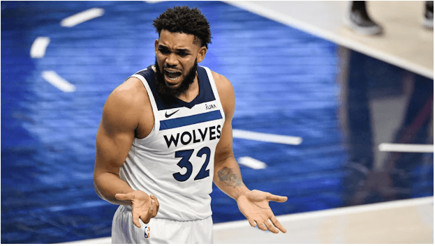 Karl Anthony Towns gestures in file photo. Towns bids the Wolves farewell after the New York Knicks made the trade official