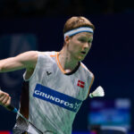 Denmark's Anders Antonsen, in light gray shirt,