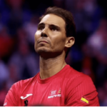 Rafael Nadal, in red, turns emotional after his last match at the Davis Cup on Monday. Nadal, Federer eyed as future Laver Cup captains for Europe