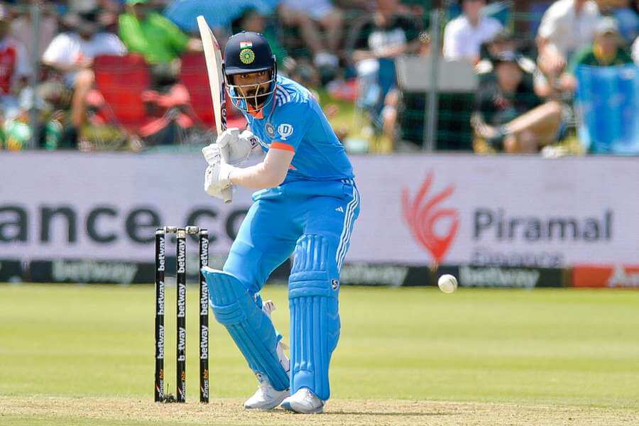 KL Rahul, in blue uniform with helmet, in action in file photo. Rahul seen as possible Sharma replacement as India skipper
