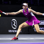 Elena Rybakina, attempts to return the ball in her WTA Finals match against Aryna Sabalenka on Wednesday. Rybakina hands Sabalenka first loss in WTA Finals