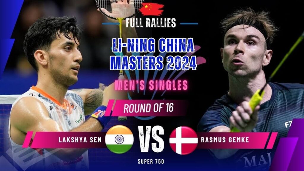 India's Lakshya Sen (left) and Denmark'ds Rasmus Gemke (right) highlight a matchup photo on Thursday. Sen ousts Gemke in China Masters 2024