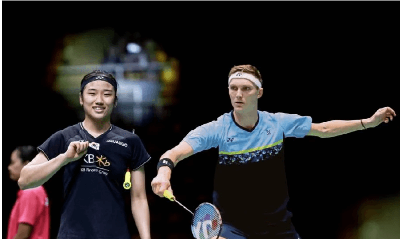 South Korea's An Se Young (left) and Denmark's Viktor Axelsen (right) at a match together in file photo.  Axelsen, Se Young win in BWF awards