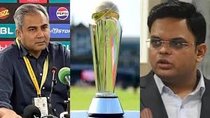 Pakistan Cricket Board (PCB) chairman Mohsin Naqvi (left) and ICC chair Jay Shah are the central figures involved in the Champions Trophy 2025 (middle) hosting issue. PCB open to host with hybrid model if Pakistan won't play in India 