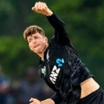 Mitchell Santner, middle raises his fist in celebration at a match in file photo. Santner to go full-time as New Zealand white-ball captain