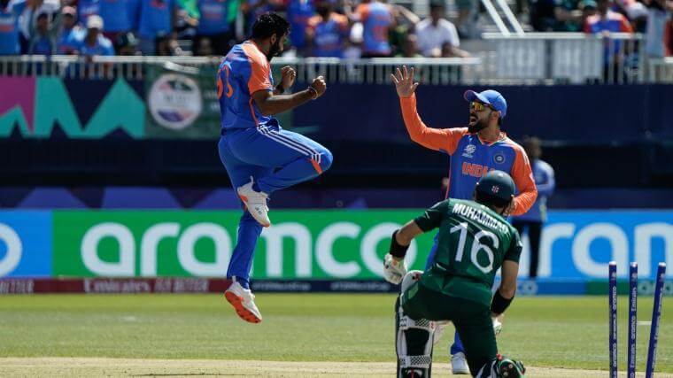 2 Players from India (in blue and orange) celebrate while a Pakistan player (in green looks on in a game in file photo. UAE welcomes staging Pakistan-India matches in Dubai