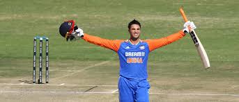 India all-rounder Abhishek Sharma acknowledges cheers from the crowd in theoir first T20I Test series against England in Kolkata on Wednesday. India routs England behind Abhishek in first T20I Test