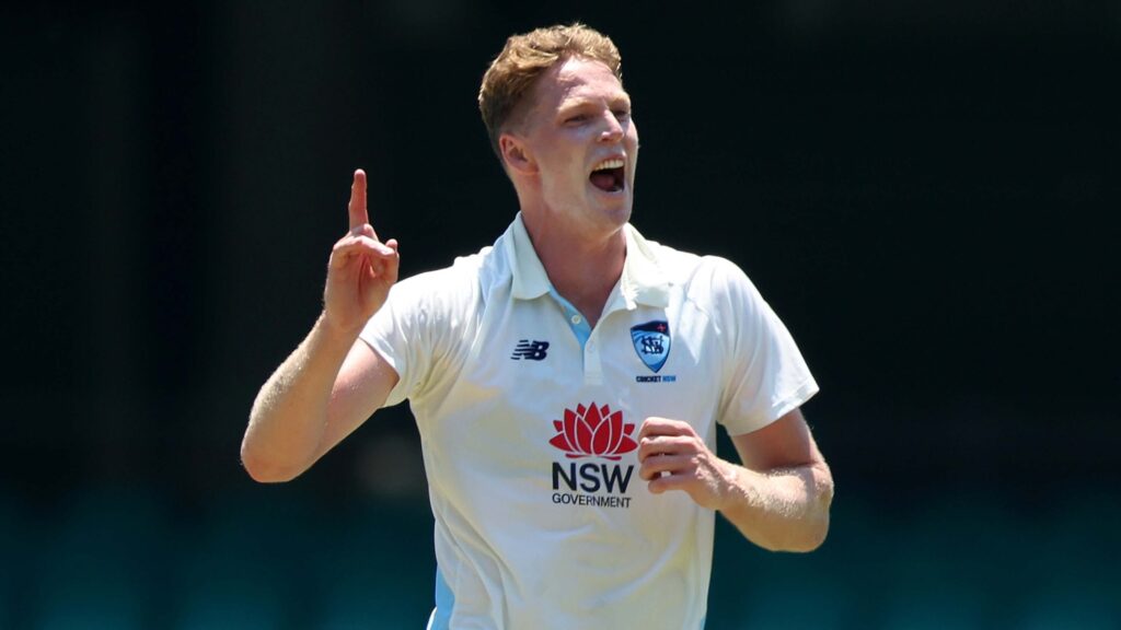 Allrounder Jack Edwards points his finger up in file photo. Edwards tapped as Australia A team captain vs England Lions