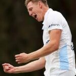 Allrounder Jack Edwards lets out a roar during a match in file photo. Edwards tapped as Australia A team captain vs England Lions