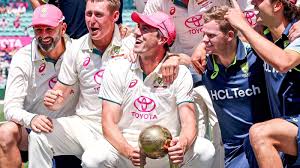 Members of Australia's national cricket team celebrate after beating India, 3-1. Australia caps 'brilliant night' with beers after win