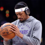 Bradley Beal (middle) in headphones in practice for the Suns. Beal drops 25 as a reserve as Suns shade Sixers