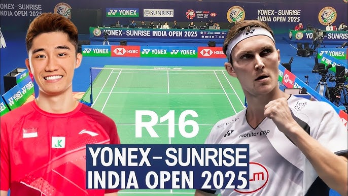 Denmark's Viktor Axelsen (right) was paired against Jia Heng Jason Teh (left) in a round of 16 match on Thursday. Axelsen reaches India Open last 8