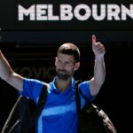 Serbia's Novak Djokovic displays the thumbs up sign after he retired in his Australian Open quarterfinals match against Alexander Zverev. Djokovic could miss more time due to torn hamstring: report