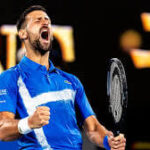 Novak Djokovic of Serbia lets out a roar in his match against Jiri Lehecka on Sunday. Australian Open quarters feature Djokovic vs Alcaraz