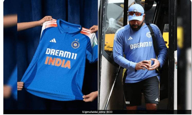 A Team India shirt (left) is displayed, while a player wears it during a tournament in file photo. ICC orders BCCI to allow 'Pakistan' print on Team India kits