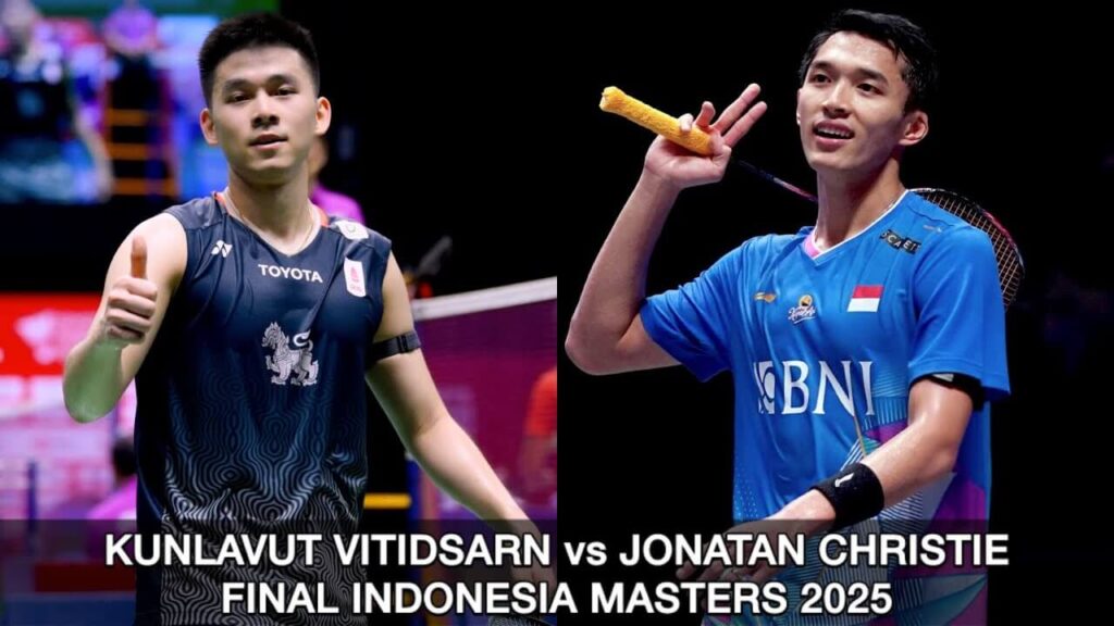 Thailand's Kunlvaut (left) and Indonesia's Jonatan Christie (right) are paired in the men's singles final on Sunday. Kunlavut stuns Christie for Indonesia Masters title