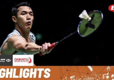 Thailand's Kunlavut Vitidsarn returns a shot in his men's singles final against Indonesia's Jonatan Christie on Sunday. Kunlvaut stuns Christie for Indonesia Masters title