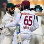 Members of Pakistan's cricket team huddle during a short break from play in their first Test against West Indies that ended on Sunday. West Indies needs to ‘come good' after loss to Pakistan: Brathwaite