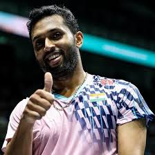 India's HS Prannoy shows a thums-up sign at a recent match in file photo. Prannoy advances in Malaysia Open