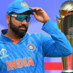 India captain Rohit Sharma poses with his playing uniform with the ICC Champions Trophhy hardware behind him. Sharma to grace Champions Trophy opening in Pakistan: source