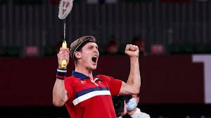 Denmark's Viktor Axelsen pumps his fist at a match in file photo. Axelsen calls for more rest days in between major tournaments