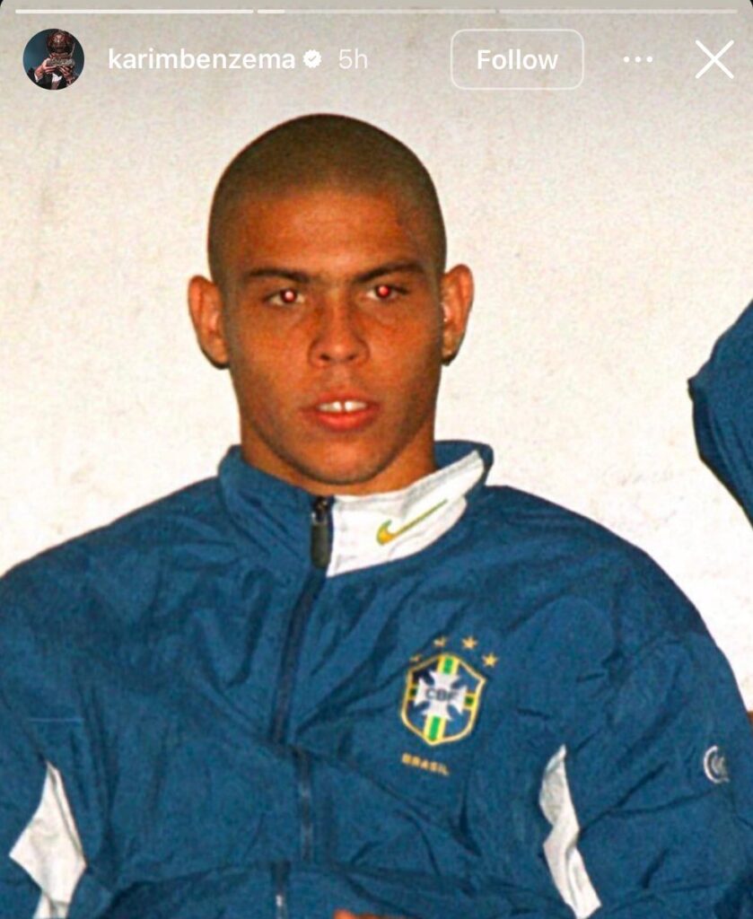 Benzema posted an image of Ronaldo Nazario on instagram as a hint that this is the greatest footballer ever