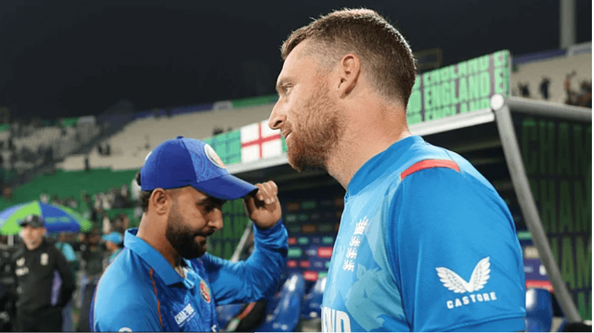 England captain Jos Buttler (right) gets ready while talking to an unidentified teammate in a recent match in file photo. England, Pakistan still gets flak after Champions Trophy exit