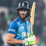 England captain Jos Buttler gets ready tpo bat in a recent match in file photo. England, Pakistan still gets flak after Champions Trophy exit