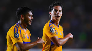 Mexican winger diego Lainez dances the Kendrick Lamar shuffle from his "Not Like Us" performance with his teammate after he scored a goal for Tigres UANL in a CONCACAF Champions Cup match. Lamar shuffle dance rubs off on Mexico's Lainez, Chile's Carrasco