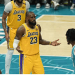 Los Angeles Lakers forward LeBron James reacts to a call in thir game against the Charlotte Hornets on Wednesday. Lakers vs Hornets game sees James' return