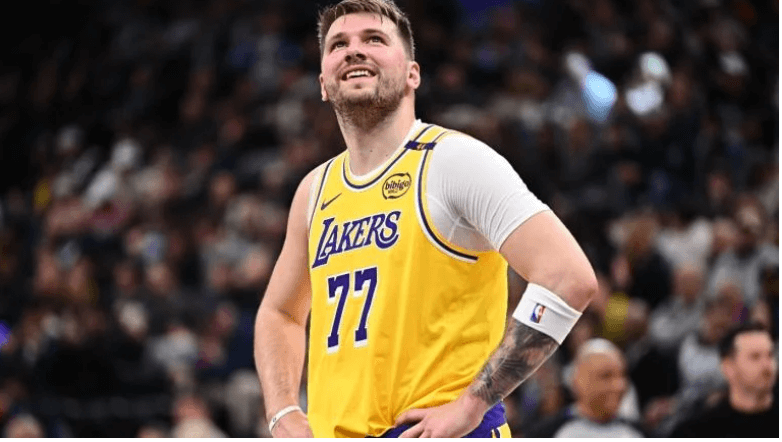 Los Angeles Lakers guard Luka Doncic looks at the crowd in their game against the Charlotte Hornets on Wednesday. Lakers vs Hornets game sees James' return; Luka gets more time