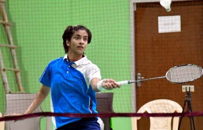 India's women's singles shuttler Malvika Bansod hits a shot at the Badminton Asia Mixed Team Championships (BAMTC) 2025 on Wednesday. India routs Macau, reaches BAMTC 2025 quarters