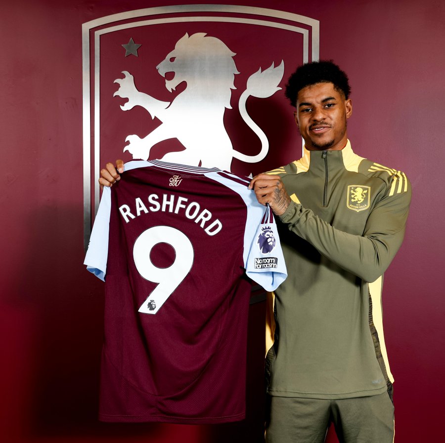 Rashford joined Aston Villa wearing #9