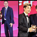 South Korea's An Se-young (left) and China's Shi Yu Qi (right) pose with BWF President Poul-Erik Hoyer Larsen after receiving their BWF Women's and Men's Singles Player of the Year 2024 trophies, respectively. Shi, An still lead BWF Singles World Rankings