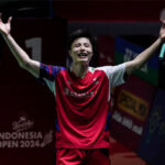 China's Shi Yu Qi raises his arms in celebration at a recent tournament in file photo. Shi, An continue to lead latest BWF rankings