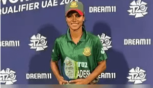 Bangladeshi women's cricketer Shohely Akther poses for the media at a news conference in file photo. Akther first female cricketer banned by ICC for corruption charges