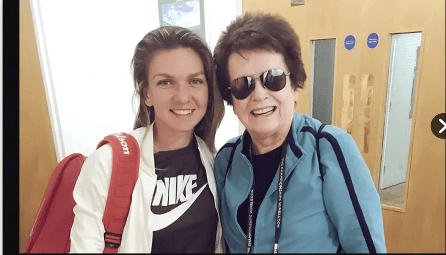 Romania's Simona Halep (left) and retired US tennis legend Billie Jean King (right) pose after an event in file photo. Halep gets praise from King, Badosa after announcing retirement