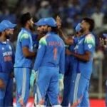 Members of Team India converge in the field during a break at a recent match in file photo. 'Dream 11' for India vs Bangladesh set