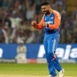 Varun Chakravarthy pumps his fist in celebration at a India match in file photo. Varun to join India's ODI squad against England after T20I exploits